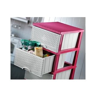 Συρταριέρα αποθήκευσης 44x38x91 ρατταν ροζ-μπλε