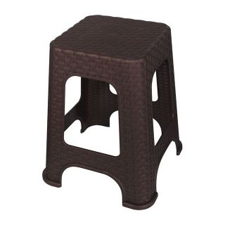 Σκαμπό ραττάν τετράγωνο μεγάλο καφέ ΕΛ