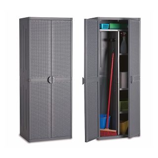 Ντουλάπα με ράφια και διαχωριστικό “stile rattan” cm65x45x172h ΓΚΡΙ